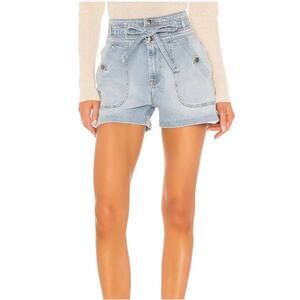 FRAME Triple Tie-waist Denim Shorts In Mahoney sz 24